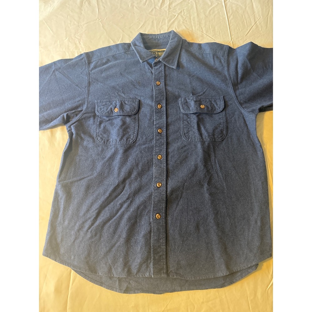 Field‎ & Stream Flannel Shirt Mens L Blue Excellent Long Sleeve Workwear Button